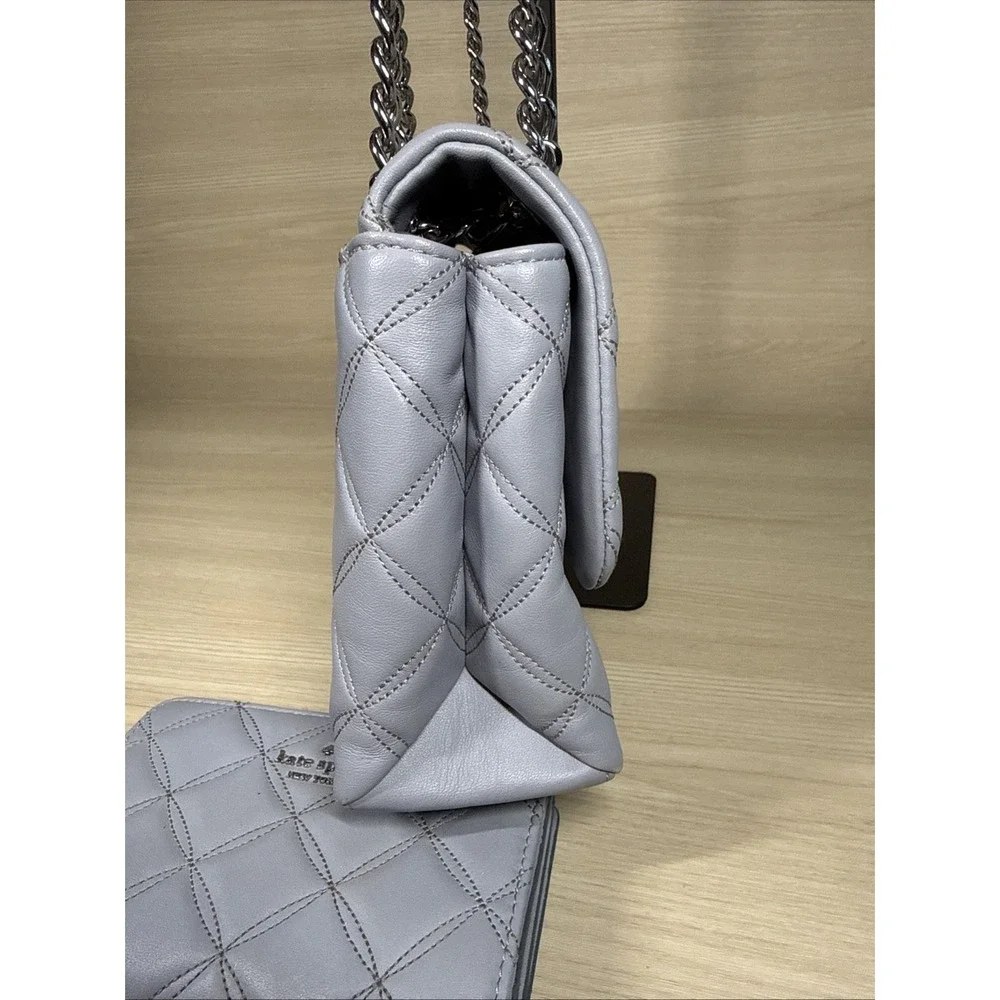 kate Spade Natalia Quilted Medium Chain Leather Shoulder Bag‎ And Wallet Brushed